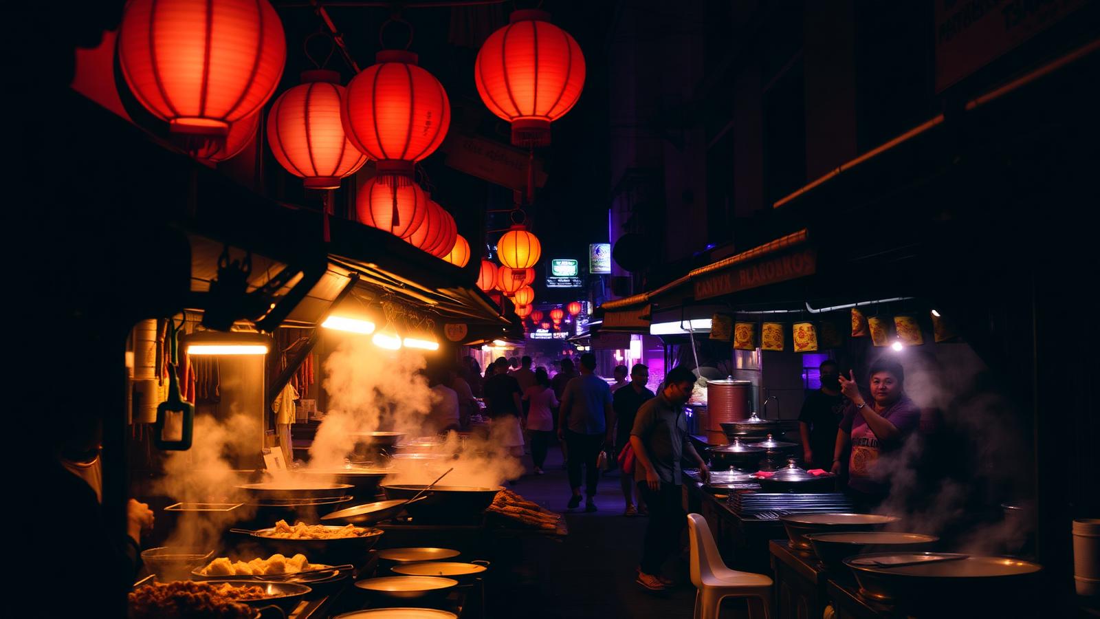 Thajský street food market